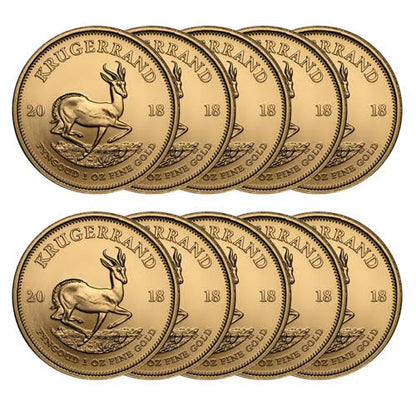 Set of 10 - 1oz Gold Krugerrands